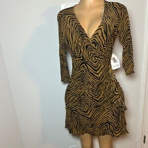 Siren Lily Brown and Black Wrap Bodycon Dress